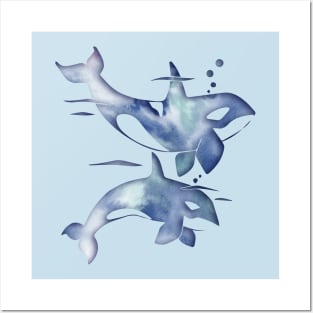 Blue Sea Orca Whales Posters and Art